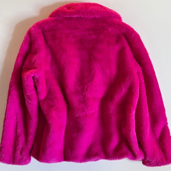 Hot Pink Faux Fur Coat NWT | Statement Jacket Barbiecore Size Large - Picture 4 of 6